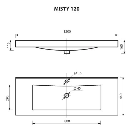 Тумба с раковиной Misty София 120 СО000002825 белый