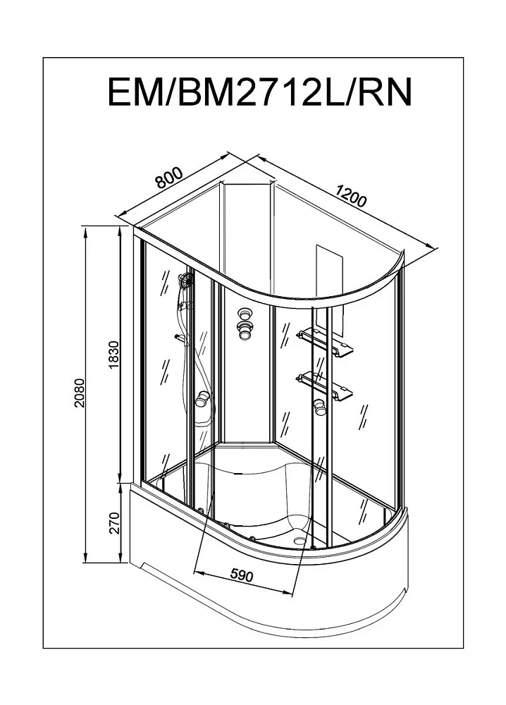 Душевая кабина Deto Em EM2712LNGM
