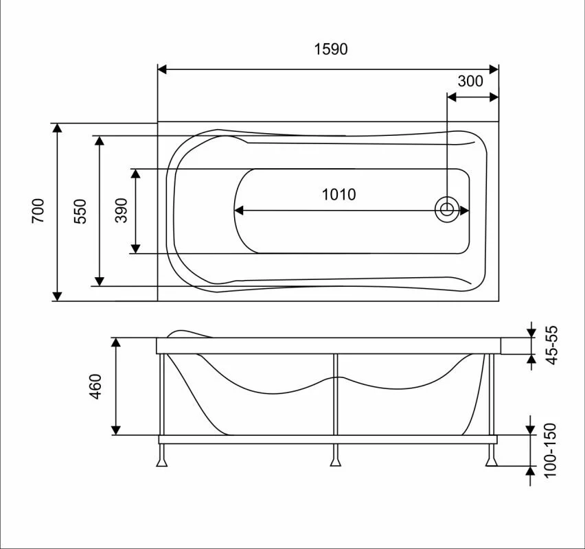 Акриловая ванна Eurolux Akra E1016070002 белый