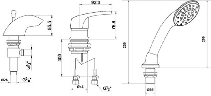 Смеситель Timo Standard Tugela 3020FK chrome для ванны с душем