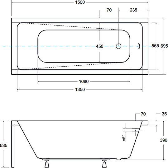 Акриловая ванна Besco Modern 150х70 WAM-150-MO