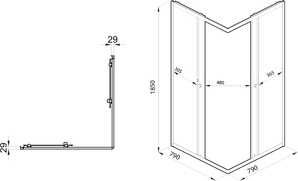 Душевой уголок DIWO Анапа 80x80, профиль хром глянец