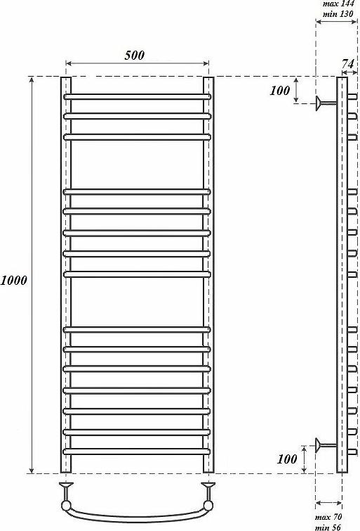 Полотенцесушитель водяной Point PN05150S П15 500x1000, хром