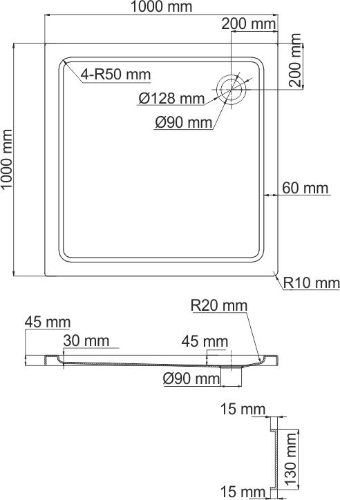 Поддон для душа Wasserkraft Amper 29T19 100 см