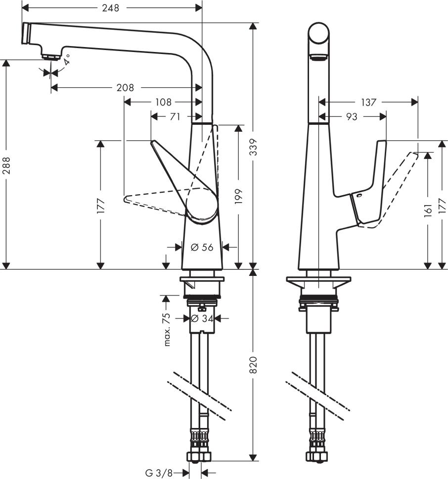 Смеситель для кухонной мойки Hansgrohe Talis S 72820800, сталь