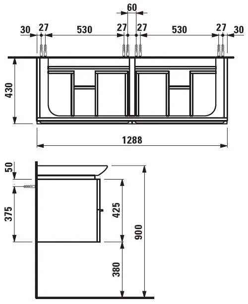 Тумба под раковину Laufen Palace New 4.0133.1.075.464.1 белый