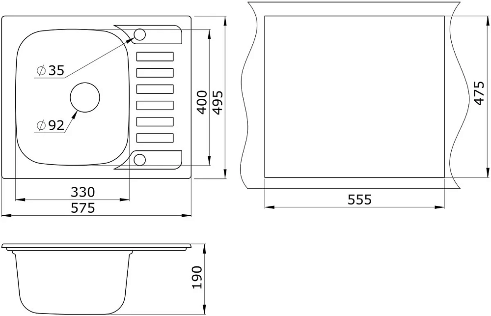 Кухонная мойка Granula GR-5801 Ут000006287 бежевый