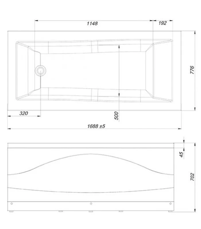 Акриловая ванна Sole Quadro MRV0055 белый