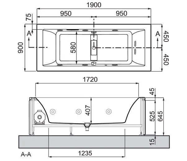 Акриловая ванна Teuco Wilmotte 170х70 561-EM-0 белый