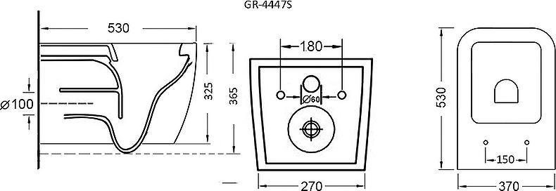 Унитаз подвесной Grossman GR-4447S безободковый, с сиденьем микролифт, белый