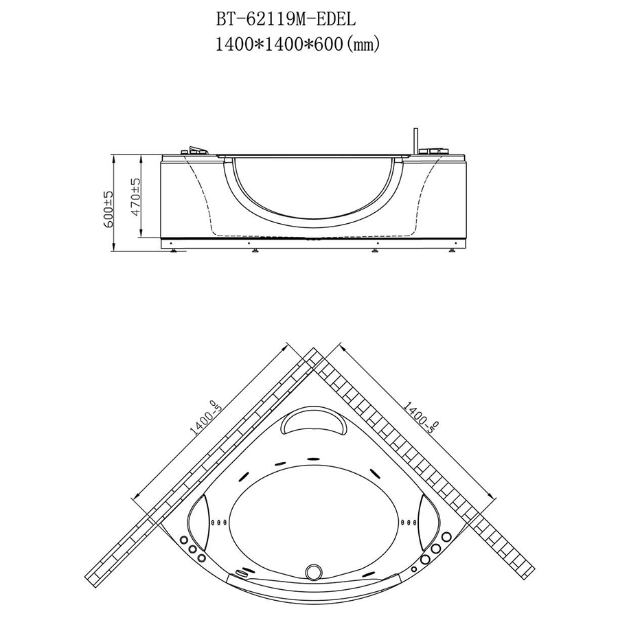 Акриловая ванна Orans 140х140 BT-62119