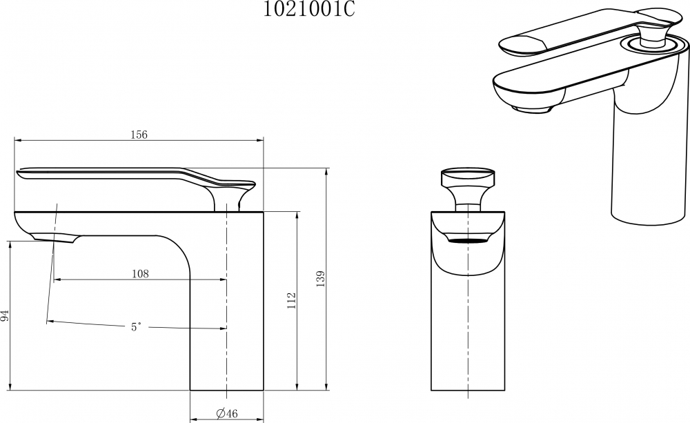 Смеситель Gllon GL-102 1001C для раковины