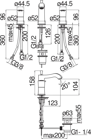 Смеситель для раковины Nobili Sofi SI98211/1BR, бронза