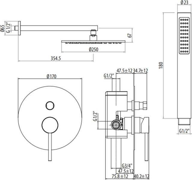 Душевая система Gattoni Circle One 9090/PDC0, хром