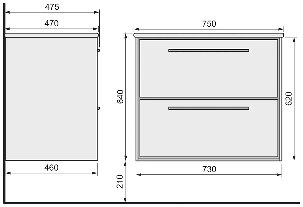 Тумба под раковину Raval Frame Fra.01.75/P/W-DS белый, коричневый