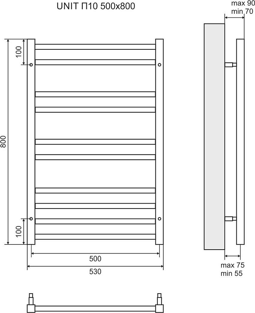 Полотенцесушитель водяной 50x80 см Lemark Unit LM45810 П10, хром (уцененный товар)