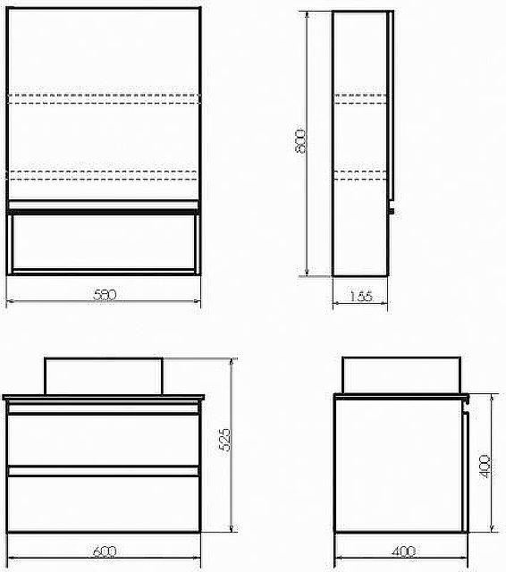 Тумба с раковиной Comforty Эдинбург 60-2 00-00005701, бетон светлый