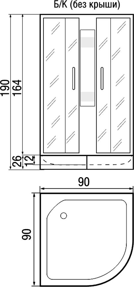 Душевая кабина 90*90*190см River Desna 90/46 MT Б/К