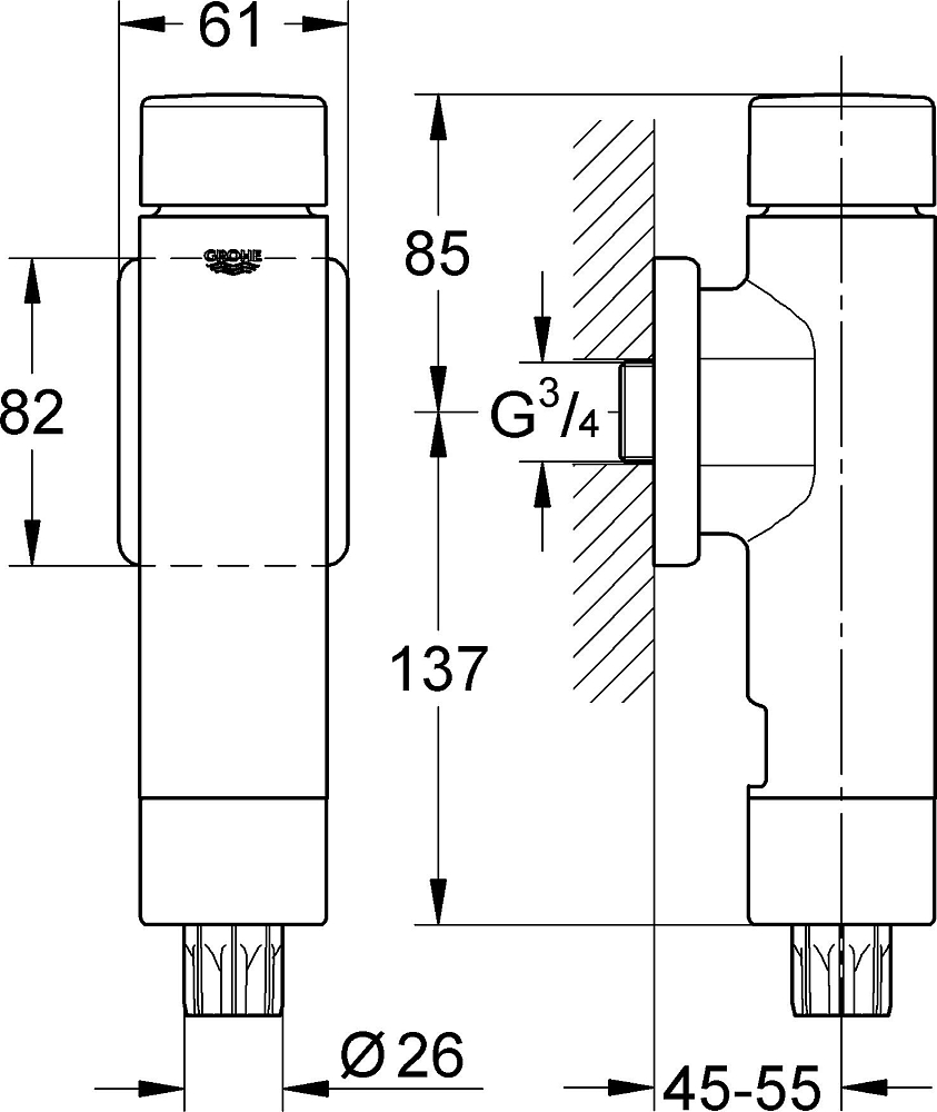 Смывное устройство для унитаза Grohe Rondo 37347000