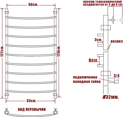 Полотенцесушитель электрический Ника Arc ЛД 120/50-8