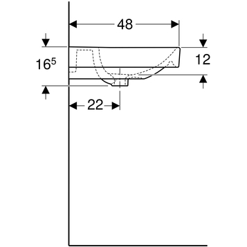 Раковина подвесная GEBERIT Smyle Square 500.225.01.1, белый