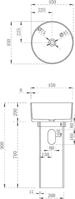 Раковина напольная Abber Kristall AT2702Onyx-H, черный