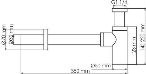 Сифон для раковины Wasserkraft Glan A171, черный глянец