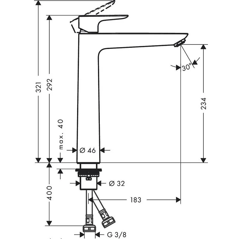 Смеситель для раковины Hansgrohe Talis E 71717340 серый