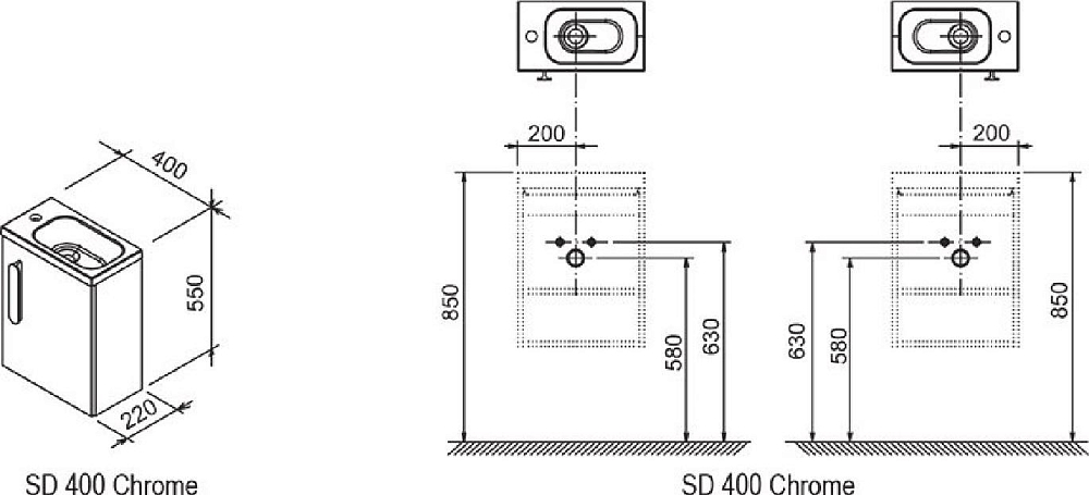 Дверь для тумбы Ravak Chrome SD 400 Chrome X000000541, правая, белый