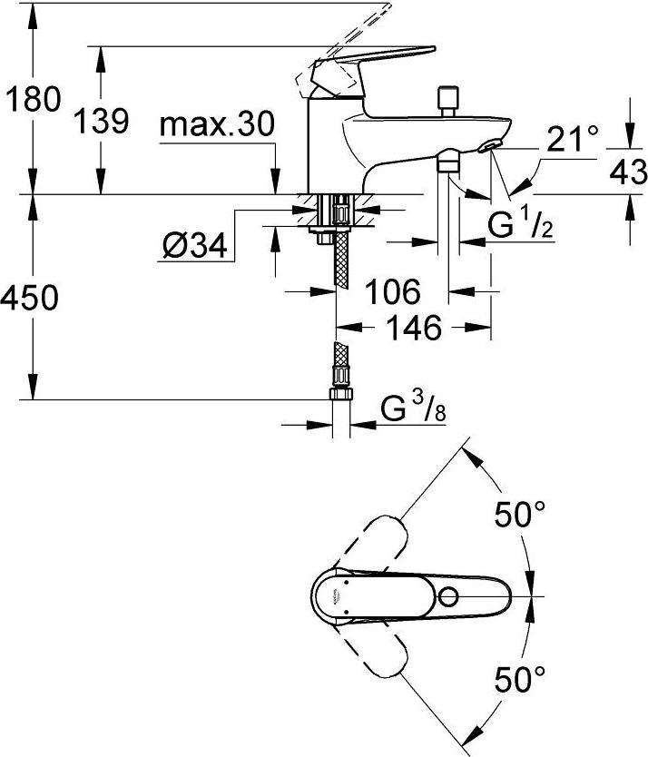 Смеситель для ванны Grohe Eurosmart Cosmopolitan 32836000