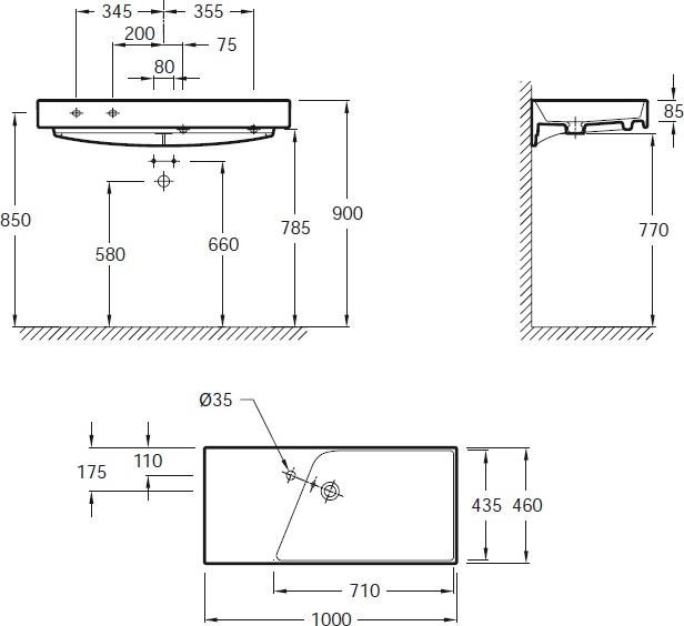 Раковина 100 см Jacob Delafon Rythmik EXN112-Z-00