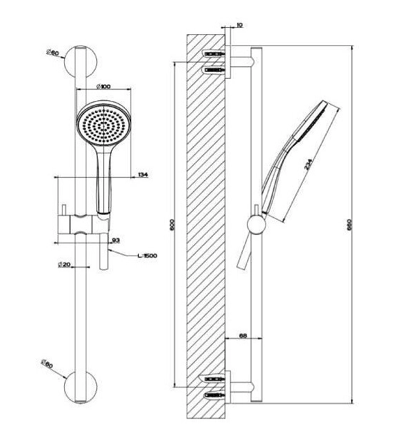 Душевой гарнитур Gessi 47304-031 хром