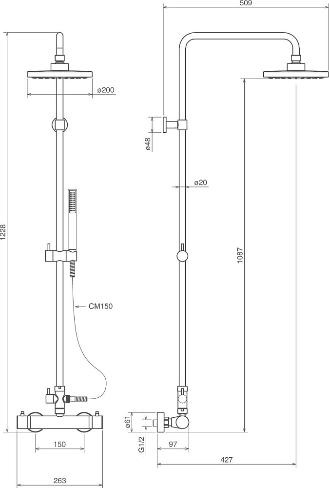 Душевая стойка La Torre Metro' 32936COL.CR