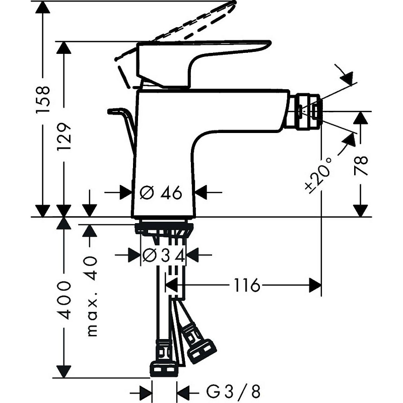 Смеситель для биде Hansgrohe Talis E 71720990, полированное золото