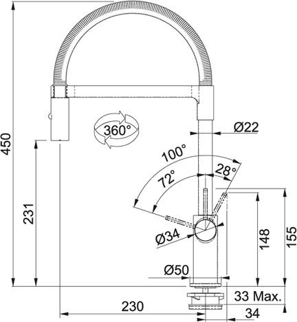 Смеситель для кухонной мойки Franke Ambient Semi-Pro 115.0265.997, хром