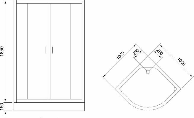 Душевой уголок Royal Bath HK 100x100 RB100HK-T-BL, профиль черный стекло прозрачное