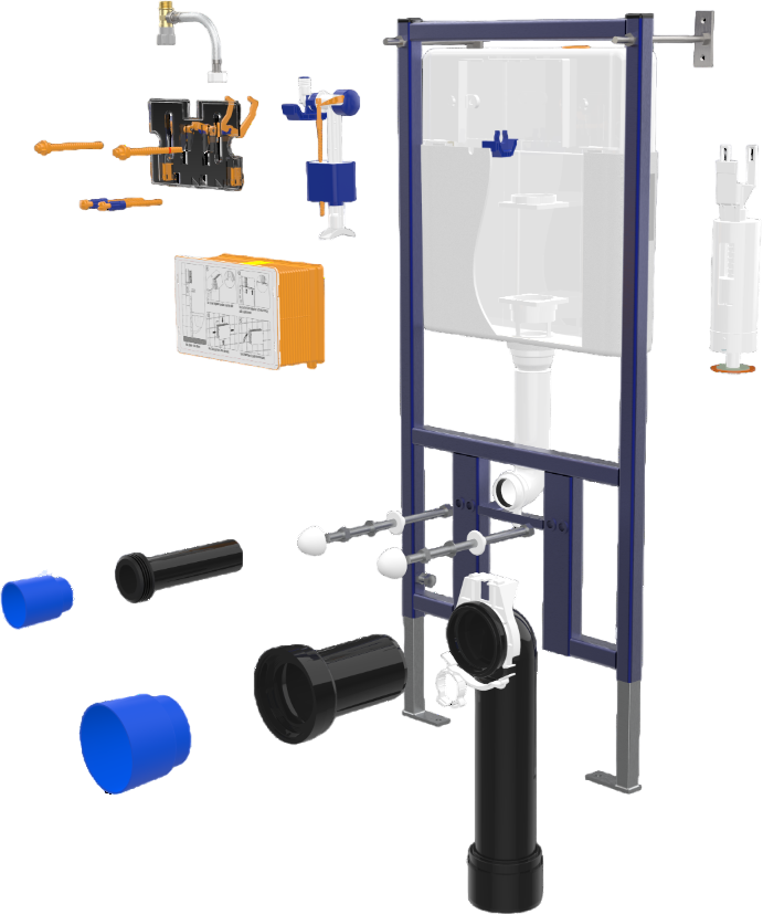 Комплект Унитаз подвесной Aqueduto Ovo OVO0140 безободковый, с микролифтом, черный матовый + Инсталляция DIWO + Кнопка 7320 белая