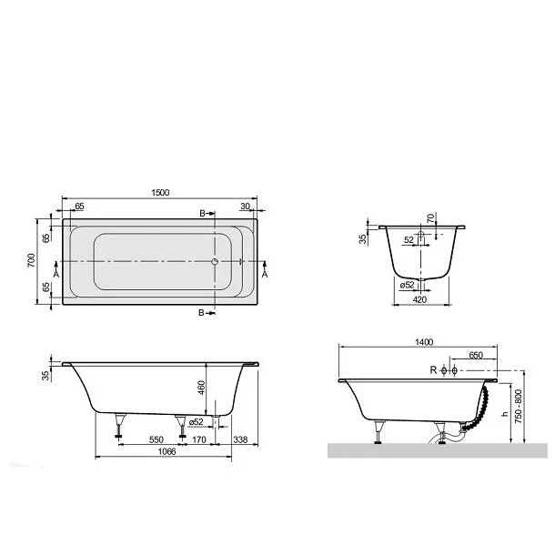 Акриловая ванна Villeroy & Boch Omnia Architectura UBA157ARA2V-01 белый