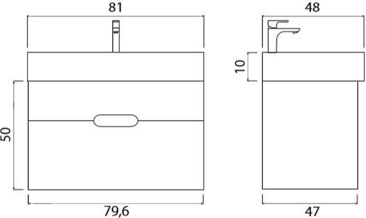 Тумба под раковину Creto Malibu 80 7-1078W, белый