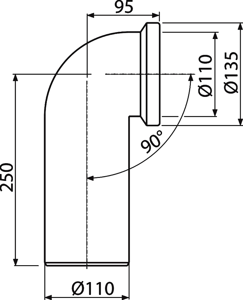 Отвод AlcaPlast A90-90