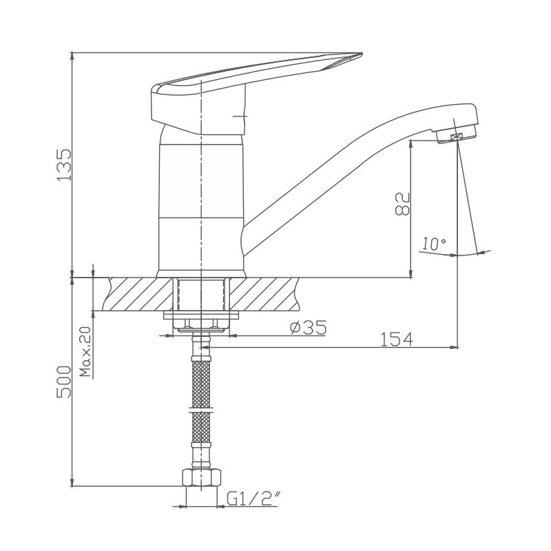 Смеситель для кухни Haiba HB4507-2 хром