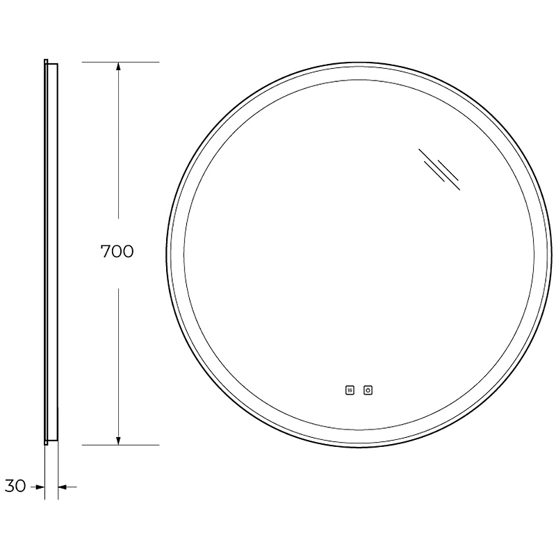 Зеркало BelBagno SPC-RNG-700-LED-TCH-SND 70 см, с подсветкой и сенсорным выключателем