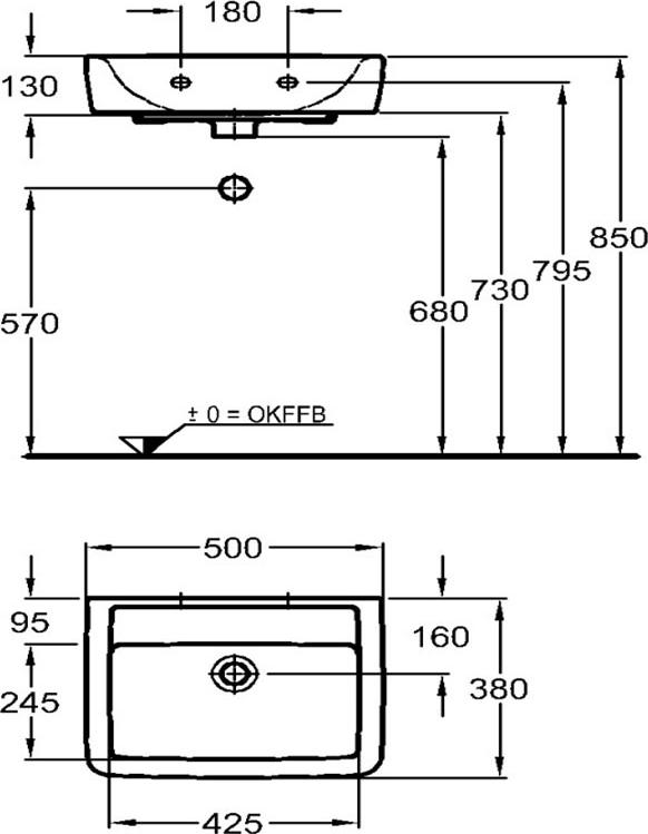 Раковина 50 см Geberit (Keramag) Renova Nr. 1 Plan 272151000, белый