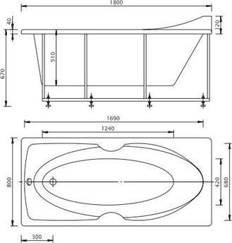 Акриловая ванна Aquatek Европа 180x80 см VR180-0000006, белый