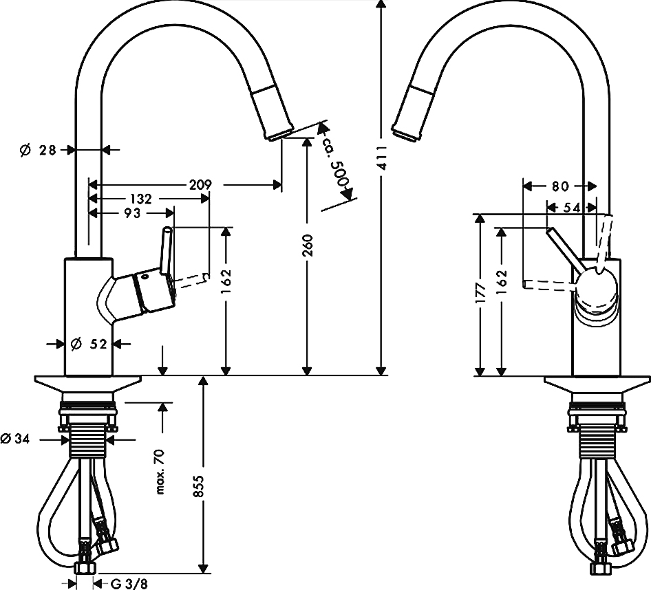 Смеситель для кухонной мойки Hansgrohe Talis S2 Variarc 14872000, хром