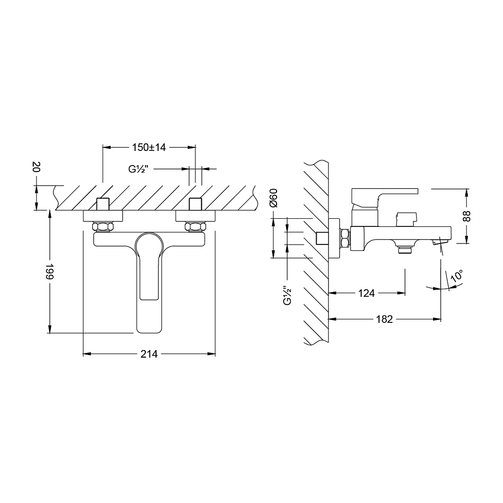 Смеситель для ванны Lemark Aura LM0614CH хром