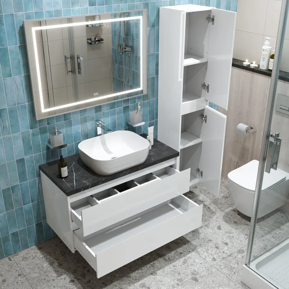 Тумба c раковиной BelBagno KRAFT100BO-KEPMNO-1302-SET белый