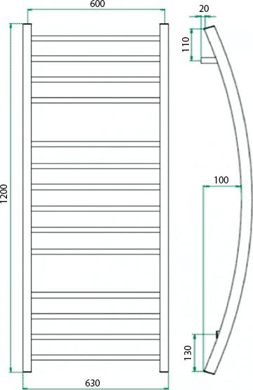 Полотенцесушитель водяной Grota Primo 63x120