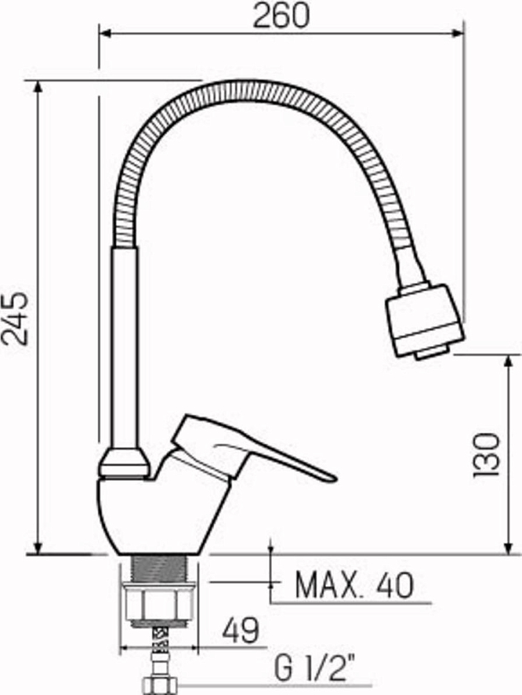 Смеситель для кухни РМС SL55-016F, хром