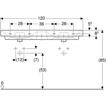 Раковина двойная подвесная GEBERIT Smyle Square 500.223.01.1, белый